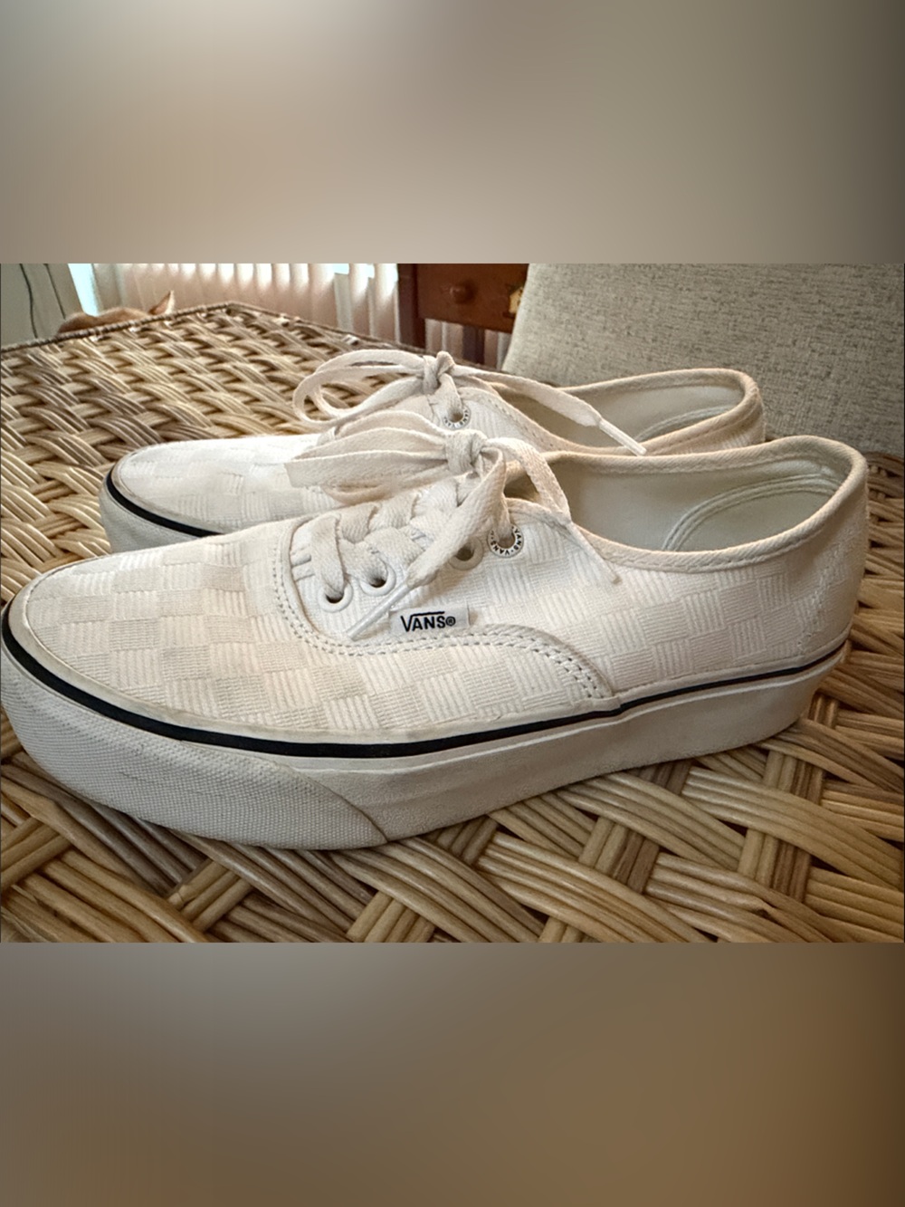 Vans Low Top Canvas Sneakers in Off-White